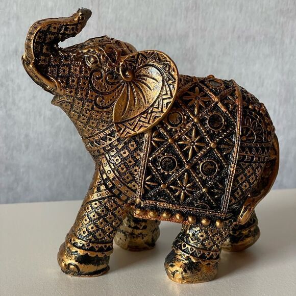 Elephant Home Decor Black and Gold Small Decorative Piece - Picture 2 of 11